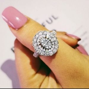 NEW sterling silver Diamond Oval Marquise Ring